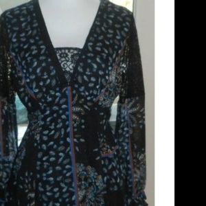 Boho black floral dress